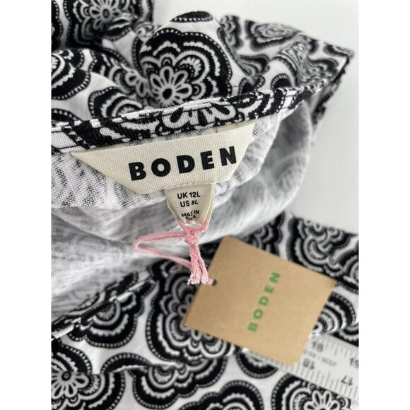 NWT Boden Women’s Sleeveless Jersey Cotton Black White Shift V-Back Dress Sz 8L - Picture 9 of 11